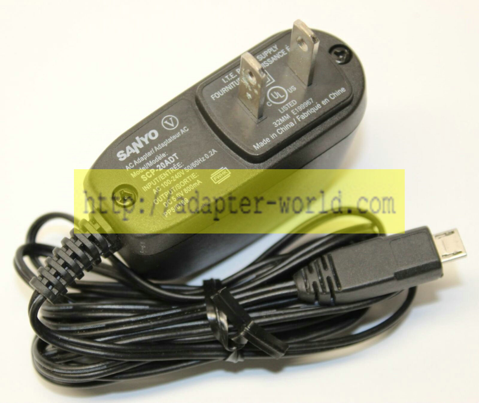 *Brand NEW* SANYO SCP-20ADT DC 5V 800mA Cellphone Charger AC Adapter Micro USB Power Supply